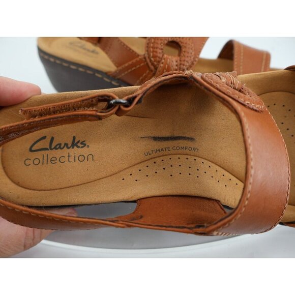 Clarks Merliah Bonita Sandal Women's Size 9 Narrow Brown Strappy Low Wedge - Picture 11 of 13